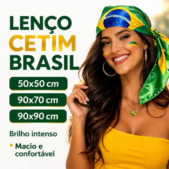Lenço Bandana Estampa Bandeira do Brasil Tamanhos Variados