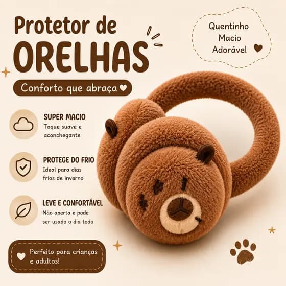 Protetor Aquecedor De Ouvido Orelha Capivara Infantis Menino Menina que mexe as orelhas