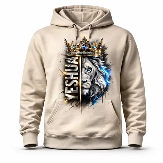 Moletom Masculino Leão Yeshua Estampa Religiosa Premium Blusa de Frio Capuz Streetwear Fé Cristã