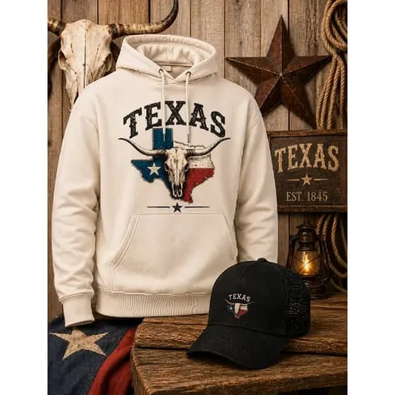 Moletom Texas Country Masculino Com Capuz Blusa de Fri Cowbo Rodei Western Estampado Canguru Inverno