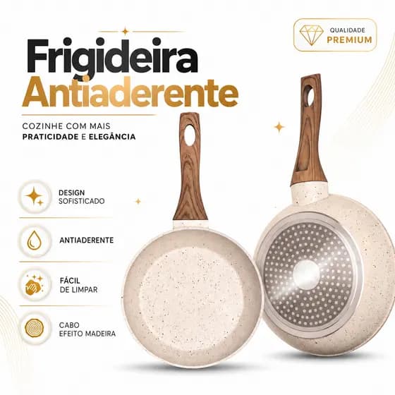Frigideira Cerâmica Antiaderente Grande A Gás Indução Cooktop Elétrico Frita Sem Óleo Não Gruda 24cm