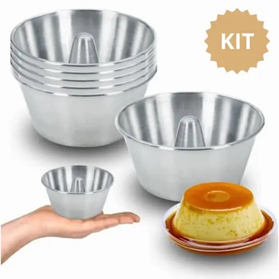 Kit Formas Mini Pudim Bolo Vulcão Alumínio 300ml Nº12 Formável Assadeira Confeitaria