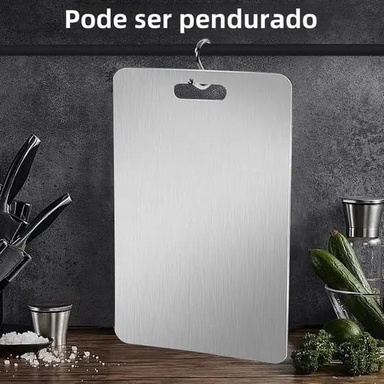 Tábua Inox Antibacteriana Não Porosa Ideal para Carnes e Legumes