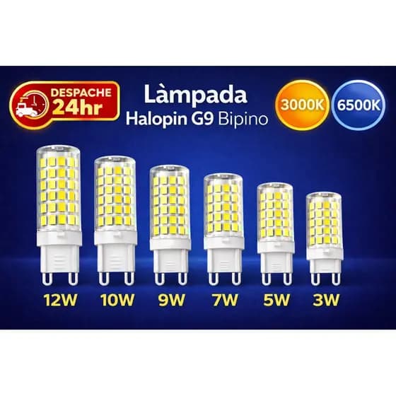 Kit 10 /5 Lâmpadas G9 LED Halopin Bipino Bivolt 3W 5W 7W 9W 10W 12W Branco Quente/Frio Para Lustres Arandelas Bivolt
