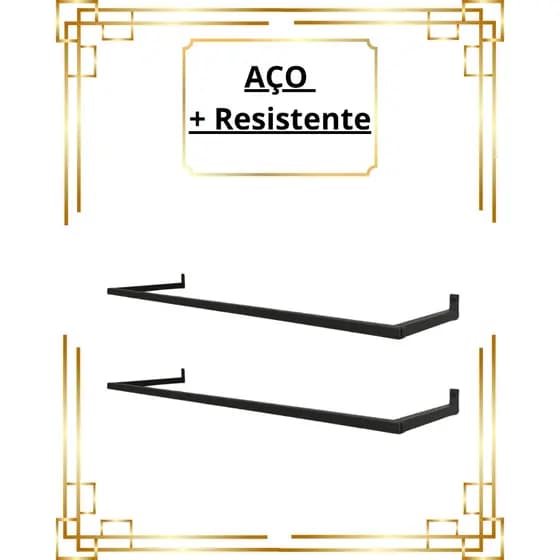 2 Araras De Parede 60cm Cabideiro Aço Resistente Organizador de Roupas Loja Closet Quarto
