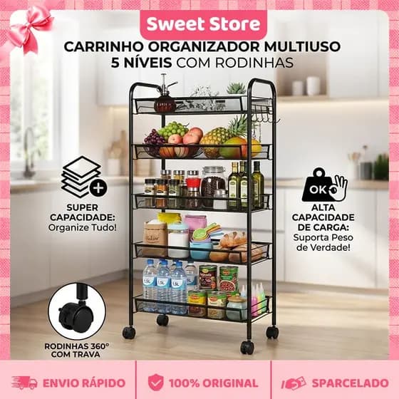 Sapateira Organizadora Prateleiras para Quarto Casa Prateleira Cozinha Inox Auxiliar com Rodinhas Aramado