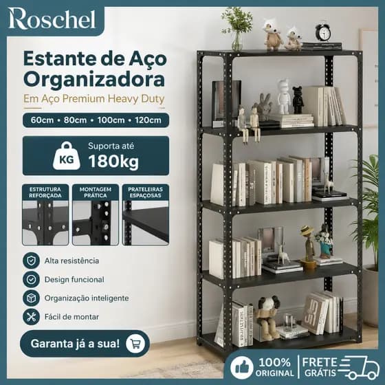 Estante de Ferro Reforçado Industrial 5/4 Níveis - Prateleiras Organizadora para Casa e Comércio