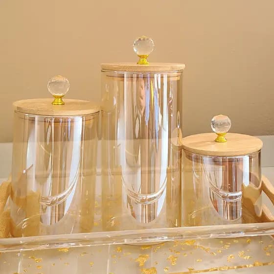 Conjunto de Pote de Vidro mantimentos com Tampa De Bambu Hermético Vedação de silicone Organização