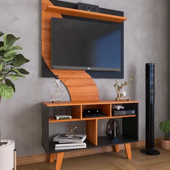Rack com Painel para TV até 32 Polegadas – Estante Home para Sala com Nichos e Prateleira