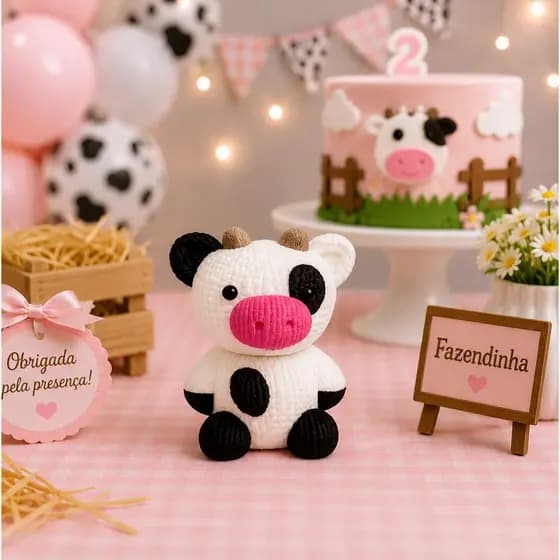 Kit Festa 10 a 40 de 3 a 5cm Vaquinhas Decorativas Efeito Tricô 3D | Colecionáveis | Brinquedos | Lembrancinhas