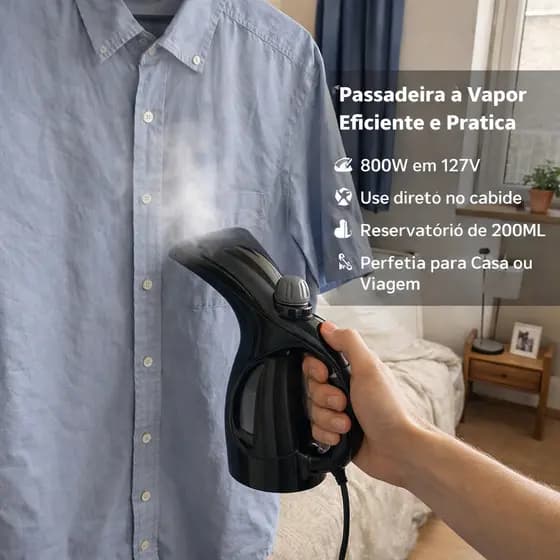 Passadeira A Vapor De Roupa Passa no Cabide Portátil Preto 127v