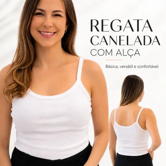 Blusa Feminina Regata De Alça Canelada Básica Com Bojo Tendência Verão