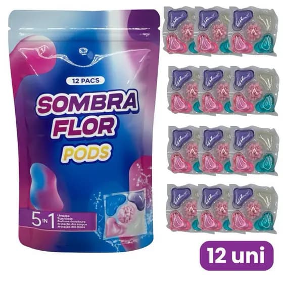 Detergente em Cápsulas 5 em 1 12un Lavagem de Roupas Fragrância Suave Fácil Uso Máquina