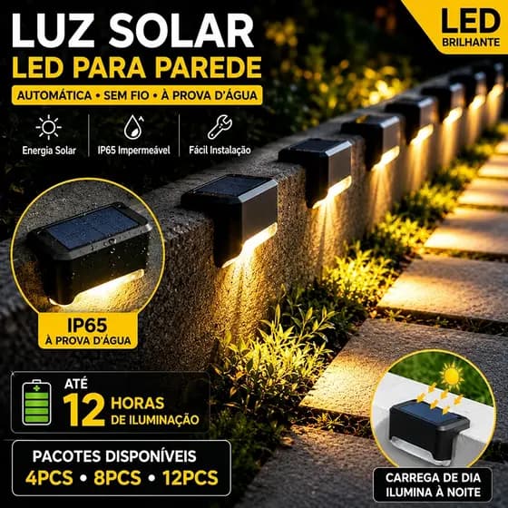 Kit 4/8/12 Luminária Solar LED Externa IP65 Sem Fio Para Jardim Escada Muro Cerca Luz Automática