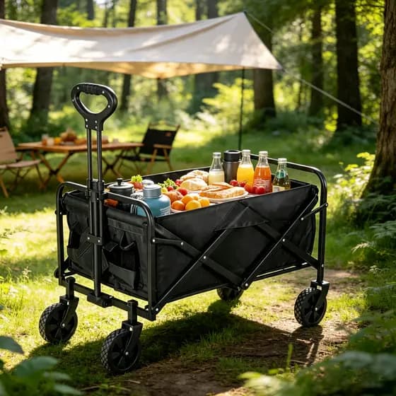 Carrinho Grande Multiuso Para Camping Até 180kg Dobrável Praia Compras Carrinho De Carga