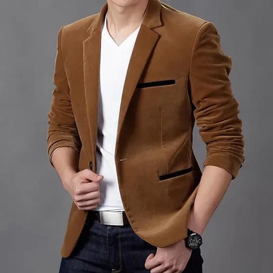 Blazer Casual Slim de Veludo para Homens