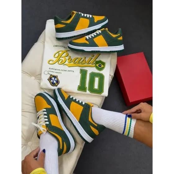 Tênis Masculino Feminino Verde Amarelo Com Chaveiro Conforto e Estilo COPA 2026 na NBSHOPSHOES