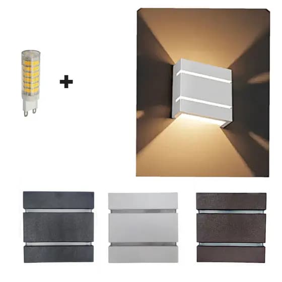 Kit 6 Arandela 2 Frisos Luminária Parede e Muro + LED G9 Bivolt 110/220v