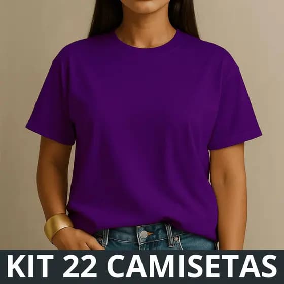 Kit 22 Camisetas Feminina 100% Algodão Básica Lisa Premium Casual Dia a Dia Trabalho Academia Moda