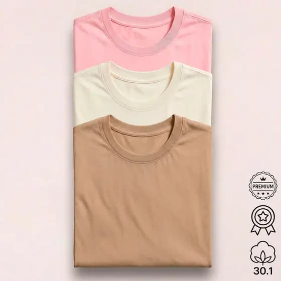 Kit 3 Camisetas Masculinas Básicas Lisas Malha Algodão 30.1 Premium Confortáveis Streetwear Premium