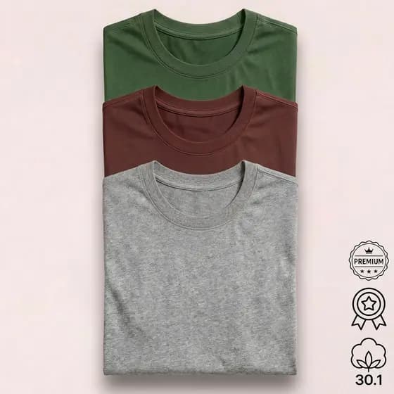 Kit 3 Camisetas Masculinas Básicas Lisas Malha Algodão 30.1 Premium Confortáveis Dia a Dia Stretwear