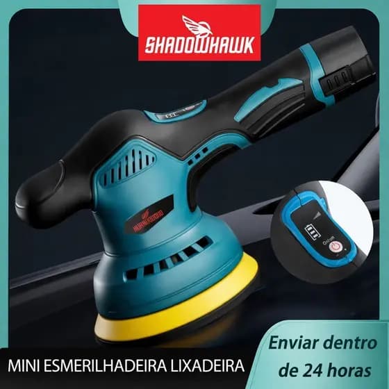 Lixadeira Orbital 18V Sem Fio 380W 8 Velocidades Bivolt 2 Baterias e Acessórios Pro 3800 a 5000 RPM