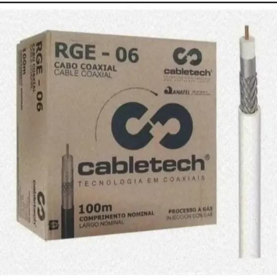 Cabo de Antena Coaxial RG6 Para TV Digital, TV assinatura 100 metros