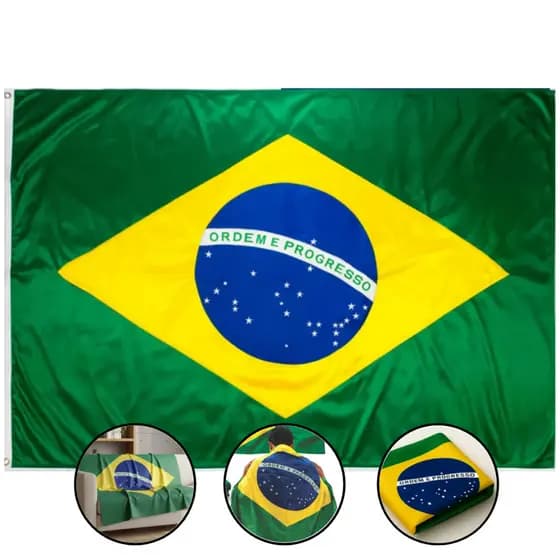 Bandeira Do Brasil Grande 180cmX120cm Dupla Face Copa do Mundo Eleição Reforçada Para Bastão Metro Verde e Amarela