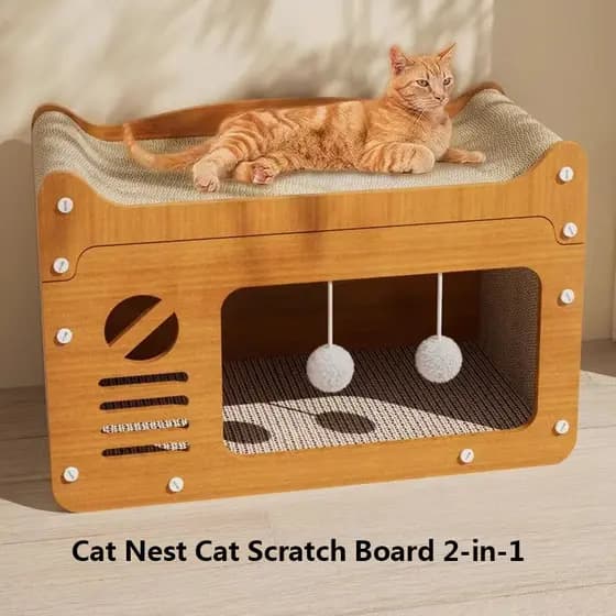 Tábua de Arranhões para Gatos de Camada Dupla, Cama para Gatos, Casa de Papelão Ondulado Grande, Brinquedo Universal
