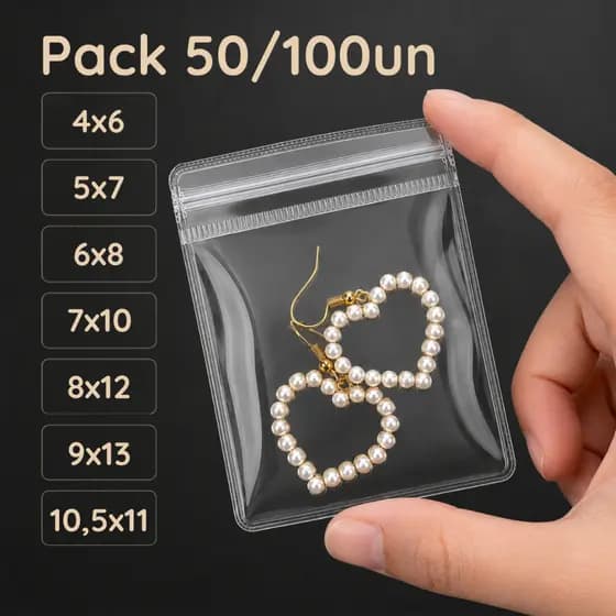 Saco Zip Joia Em PVC Transparente Com kit 50/100 unidades - Melhor custo benefício