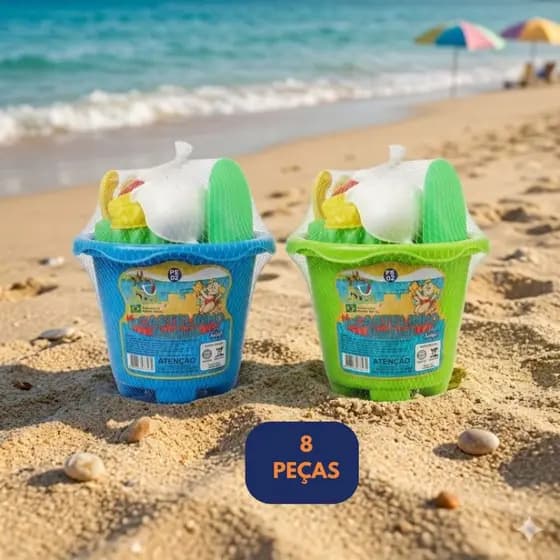 Baldinho de Praia Areia Completo Menina e Menino Resistente Piscina Parque