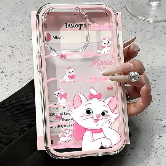 Capa Com Marie Gata Capinha Para iPhone 17 Air 16 15 14 13 12 11 Pro Max Plus Normal Transparente Anti-Impacto HA720