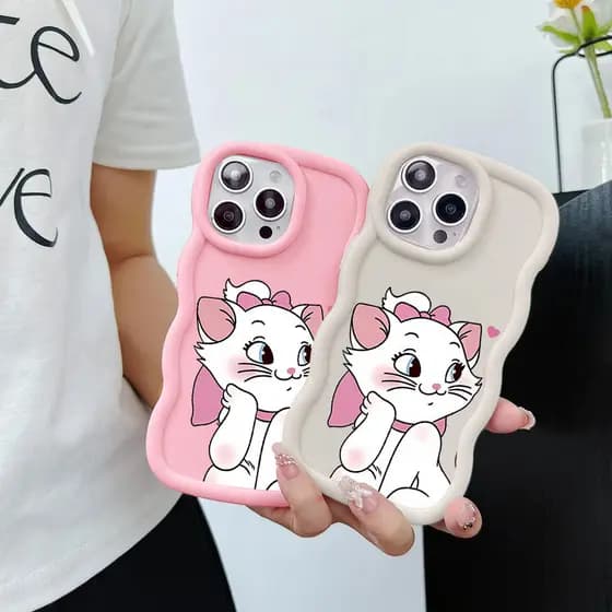 Capinha Marie Gatinha Ondulado Colorida Capinha iPhone Para iPhone 17 16 15 14 13 12 11 Xs Xr Pro Max MKL
