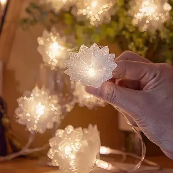 Luzes De Corda De Flores De Fibra Óptica Camada Dupla - Lâmpadas De Fadas LED Com Bateria