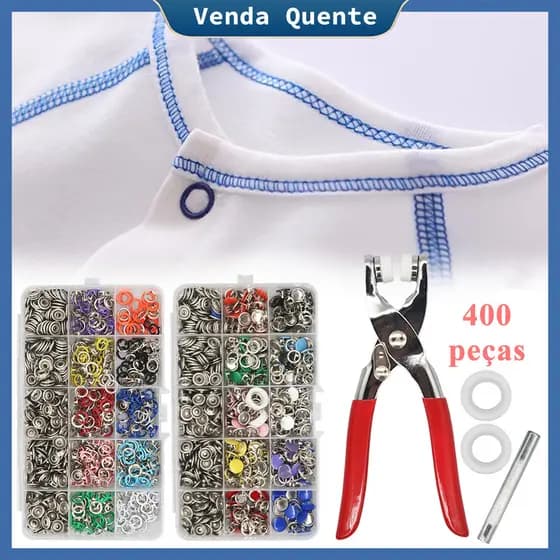 1600 peças botões de pressão metálicos 10 mm, kit com alicate para artesanato