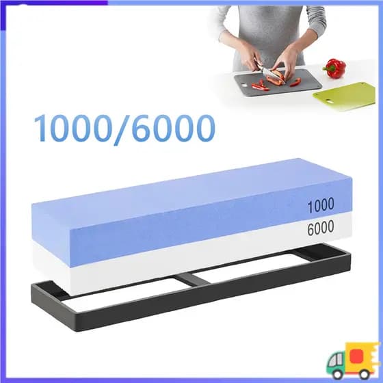 Afiador de pedra de amolar, 1.000/6.000 afiador de pedra úmida de cascalho dupla face, suporte de Silicone antiderrapant