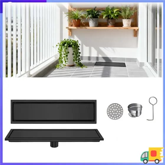 Dreno de piso de banheiro invisível 30/40CM tubo de drenagem quadrado preto, antiodor, acessórios de cozinha