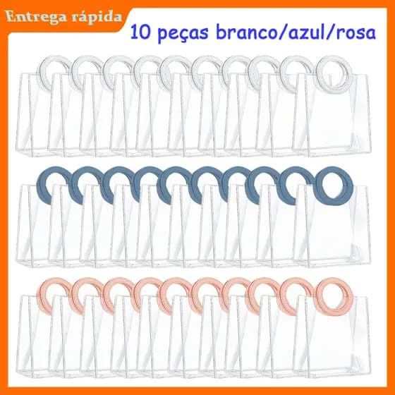 16x8x18 cm, 10 pçs de sacola plástica transparente (com alça de anel), indicada para casamentos e festas de aniversário