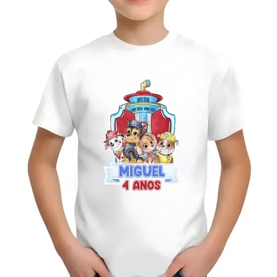 Camiseta Infantil Patrulha Canina Aquarela Personalizada com nome - camiseta Patrulha canina aquarela (LEIA A DESCRIÇÃO)
