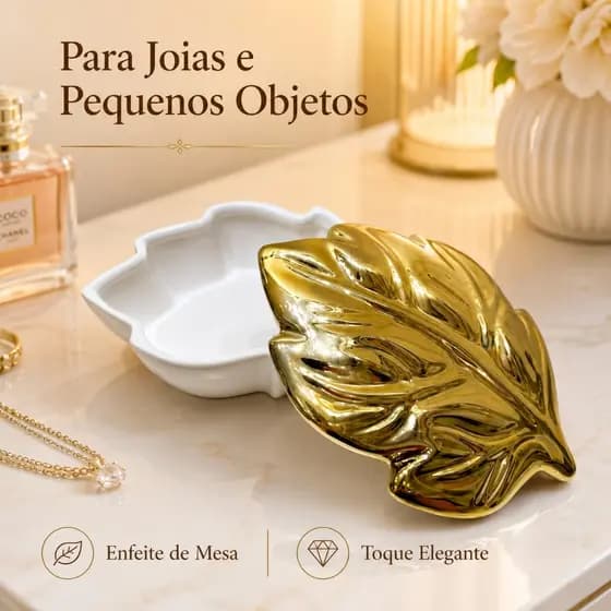 Porta Joias Decorativo Caixa Decorativa Porta Joias em Formato de Folha Caixa Decorativa com Tampa Enfeite Decorativo