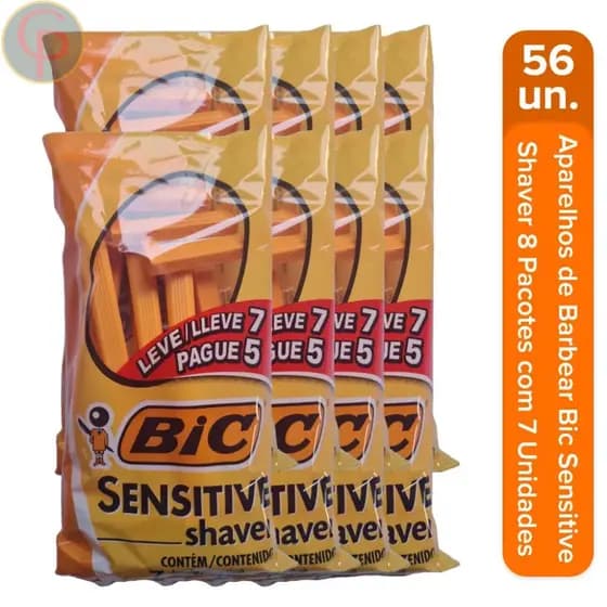 Kit Atacado 56 Aparelhos de Barbear BIC Sensitive – O Clássico Imbatível!