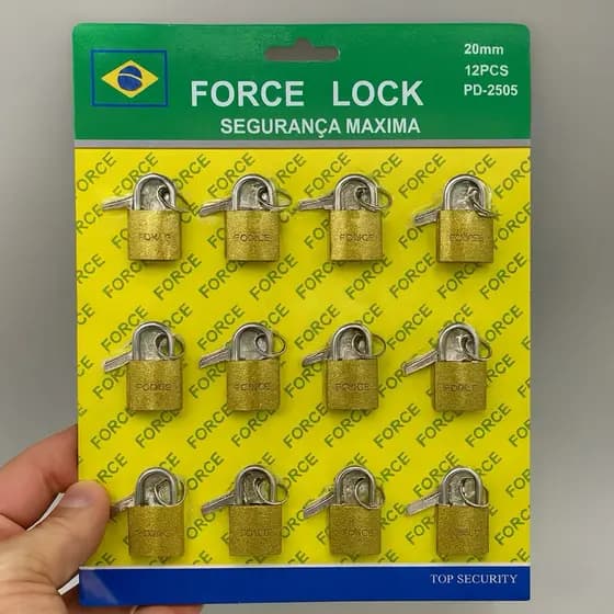 Kit com 12 Cadeados Force Lock 20mm – Segurança Máxima