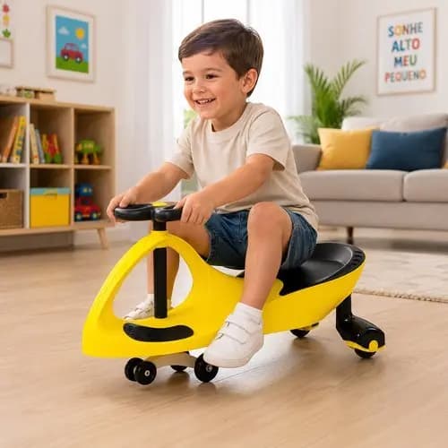 Carrinho De Rolimã Infantil Super Car Amarelo Resistente Seguro Diversao Exterior Criancas