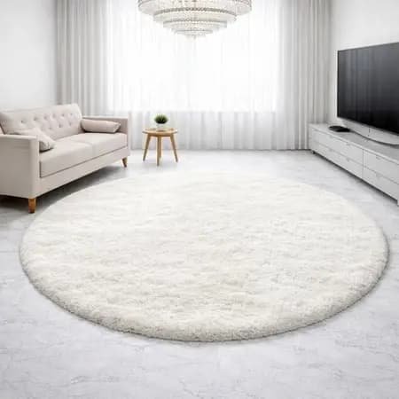 Tapete Redondo Peludinho Luxo Antiderrapante Sala e Quarto | Macio e Confortável | 1,00 • 1,40 • 2,00