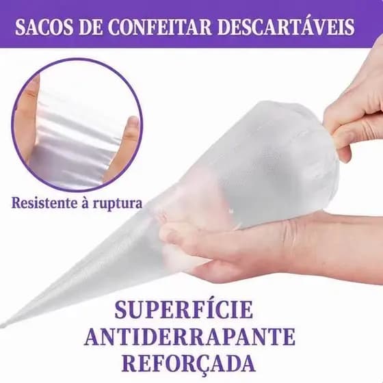 Saco De Confeitar Medio 100/200/300Unidades Confeitaria Bolo Doce Cupcake