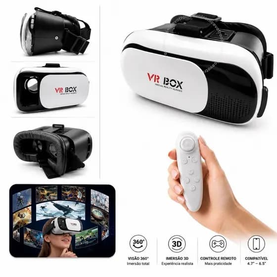 Óculos VR Box 2.0 Controle Bluetooth para todos os tipos de Celular Cardboard Realidade Virtual 3D