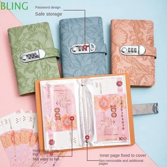 BLING 100 Envelopes Desafio De Poupança De Dinheiro , Economizar Com Bloqueio De Senha Livro De Coleta Reutilizável