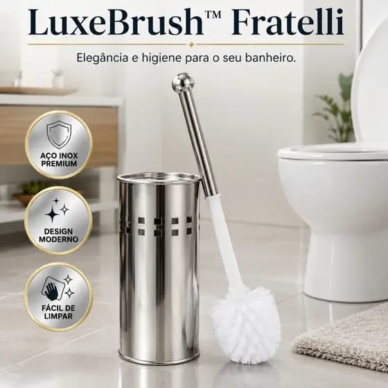 Kit Escova Sanitária Inox com Suporte Aço Inoxidável Banheiro Limpeza Fácil Design Moderno Premium