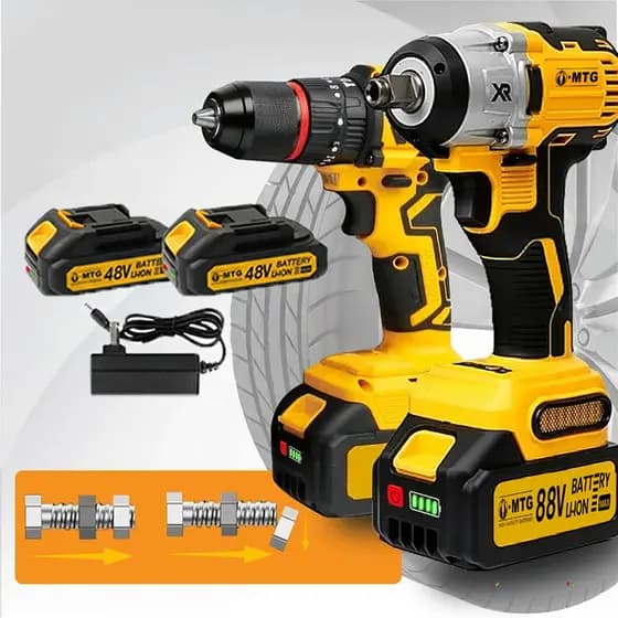 Furadeira e Parafusadeira Elétrica 48V Bateria Extra 20+3 Torque LED Variável Reversível