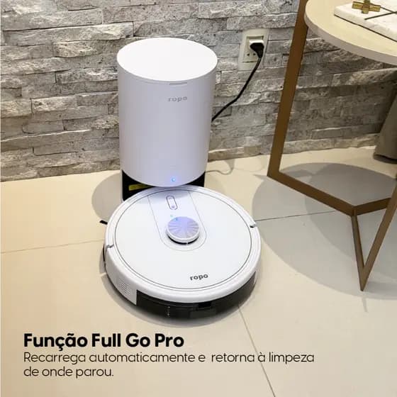 Robô Aspirador de Pó Ropo Glass 5 Pro - 3 em 1 Mapeamento Laser, Estação Autolimpante, Esterilização